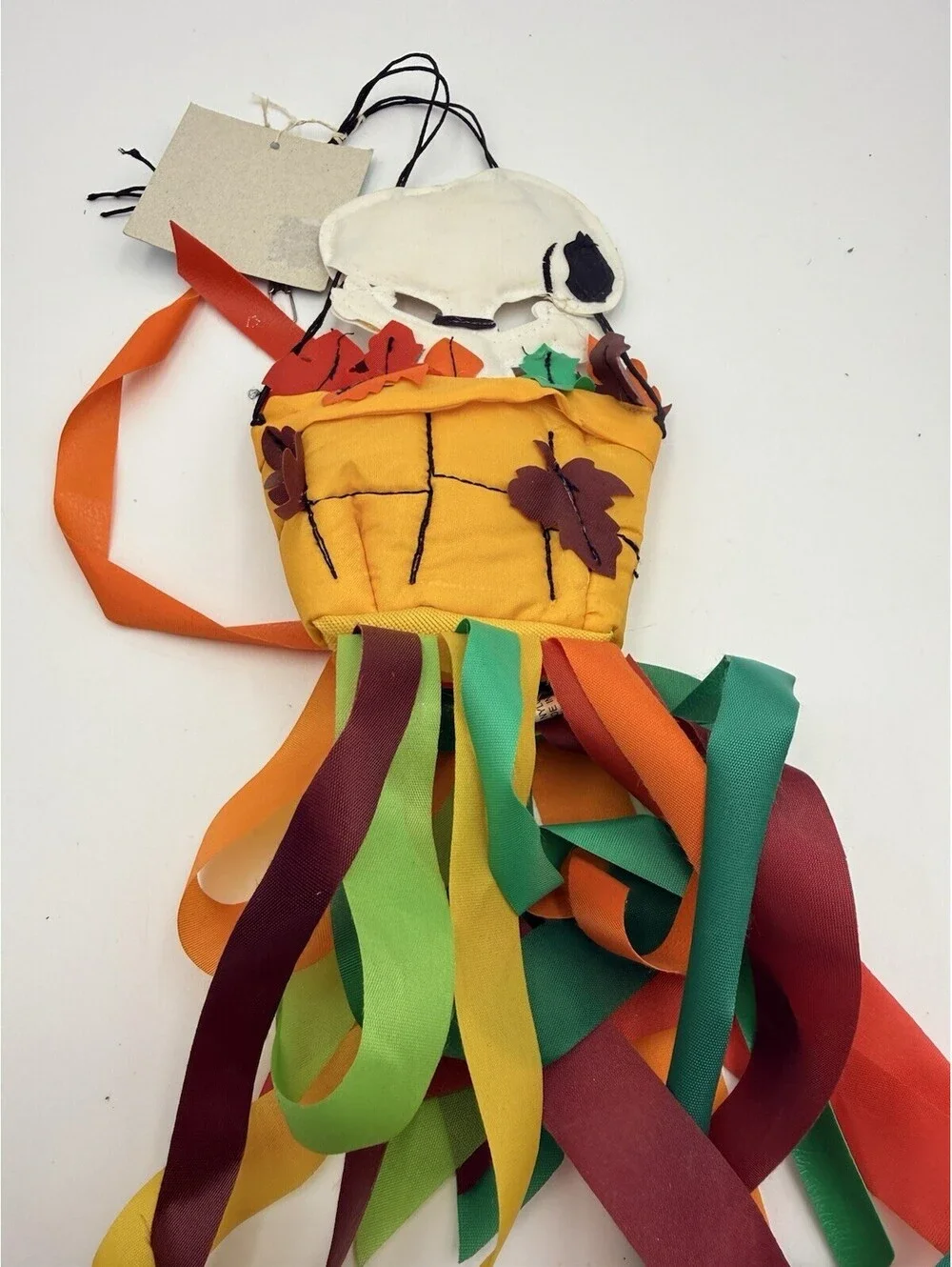 VTG Snoopy Peanuts Leaf Basket Fall Ribbon Hanging Deco